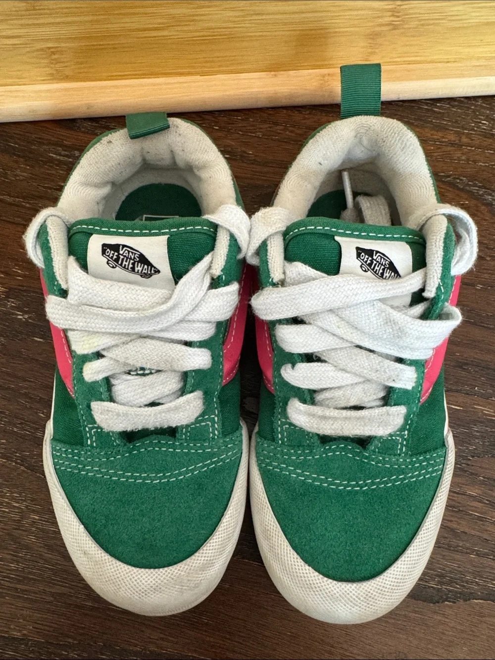 Vans Knu Skool Kids Green & Pink Suede Low-Top Sneakers